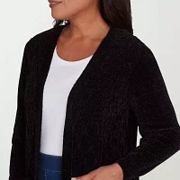 Alfred Dunner Classics Womens Long Sleeve Open Front Cardigan