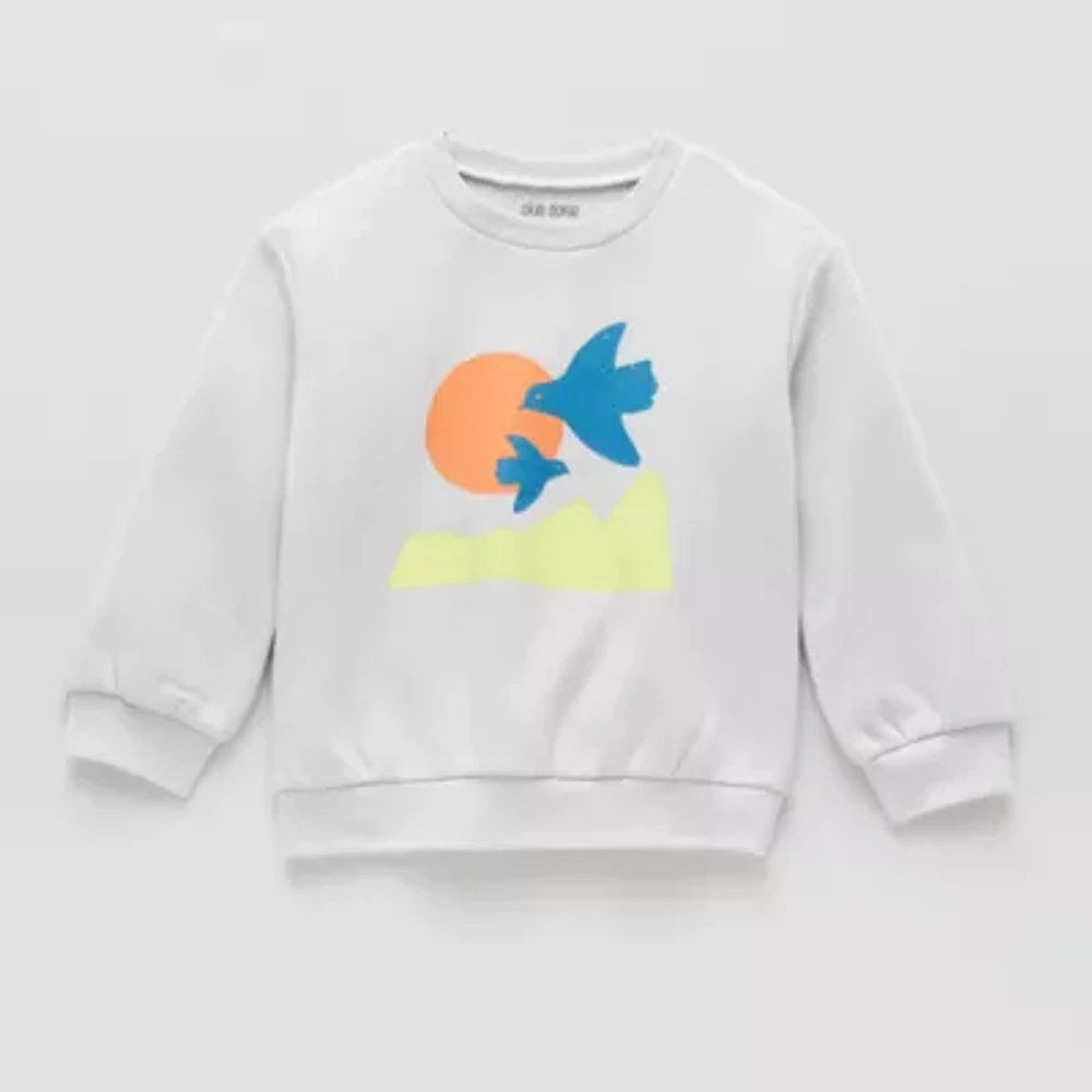 Okie Dokie Toddler & Little Boys Crew Neck Long Sleeve Fleece Sweatshirt