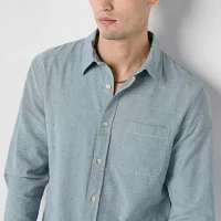 mutual weave Mens Regular Fit Long Sleeve Button-Down Shirt