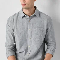 mutual weave Mens Regular Fit Long Sleeve Button-Down Shirt