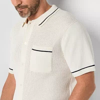 Stafford Mens Regular Fit Short Sleeve Button-Down Shirt