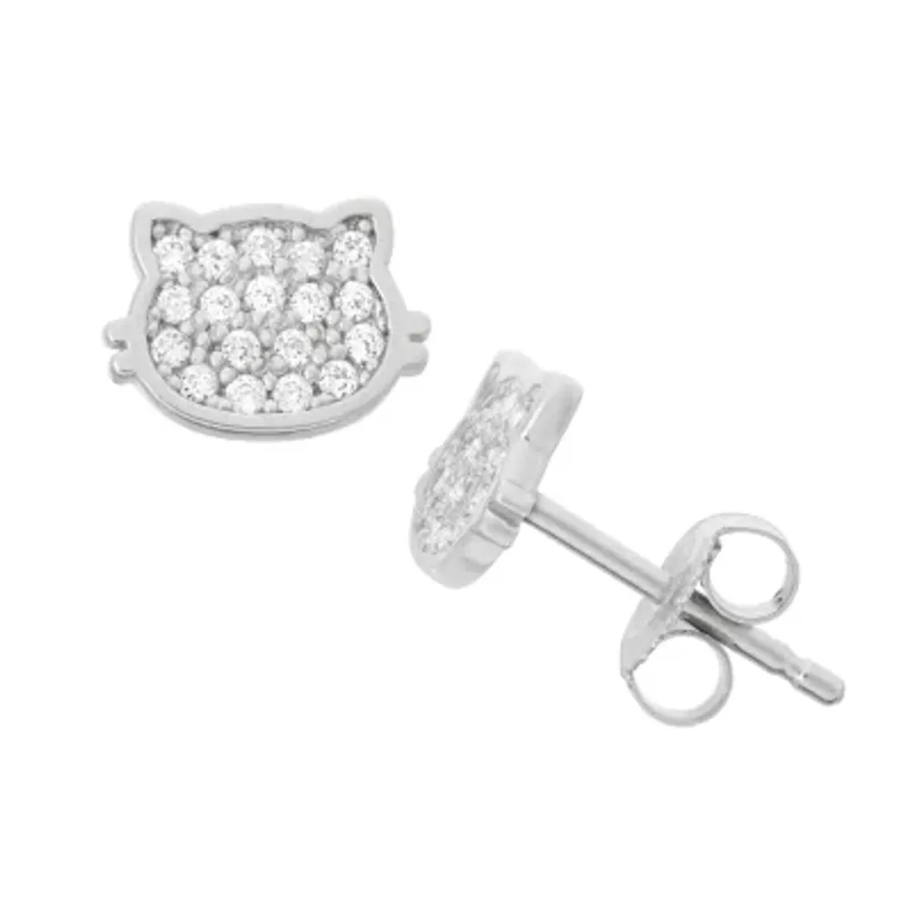 White Cubic Zirconia Sterling Silver 8.6mm Stud Earrings