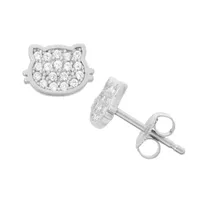 White Cubic Zirconia Sterling Silver 8.6mm Stud Earrings