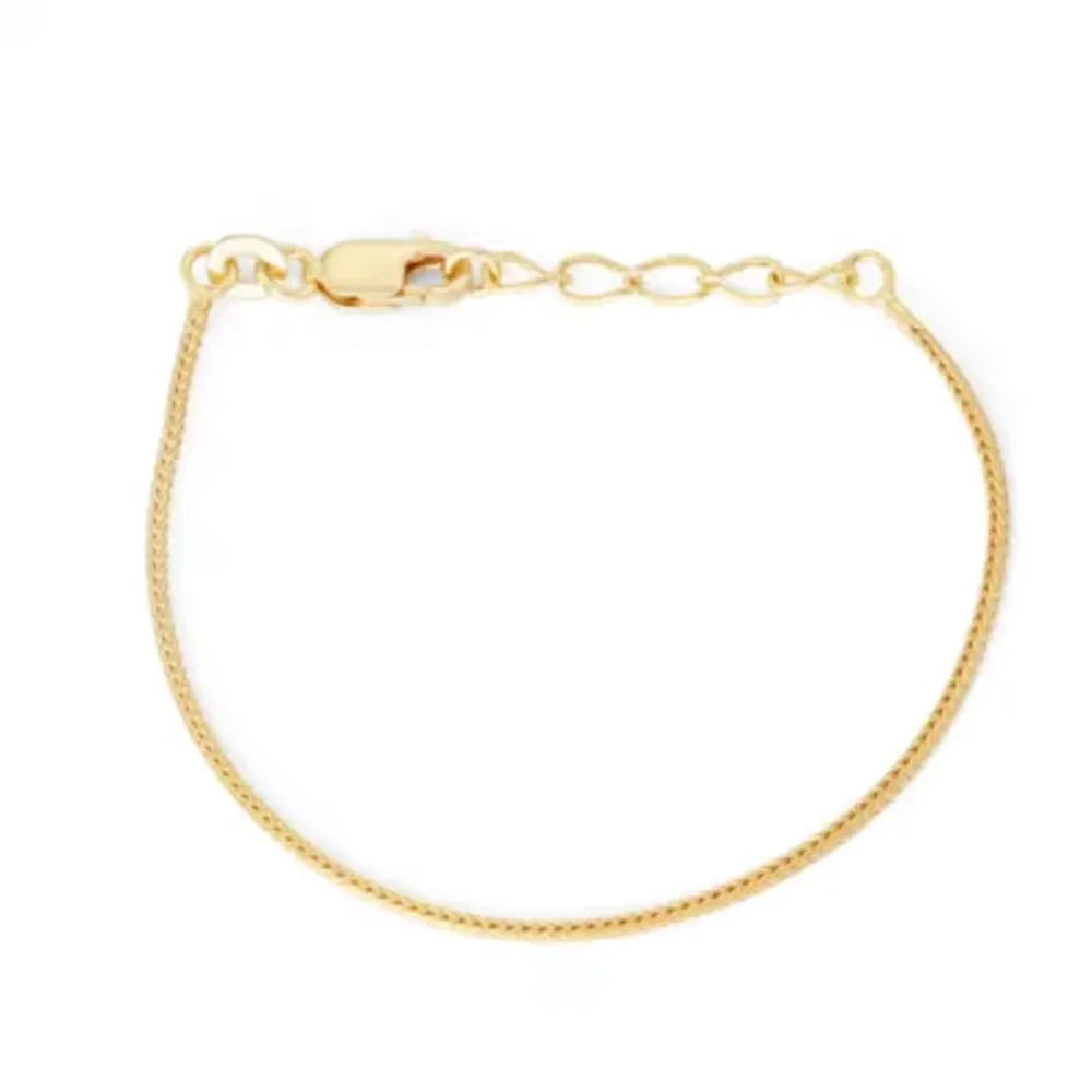 Children's 14K Yellow Gold Over Silver Wheat Chain Bracelet