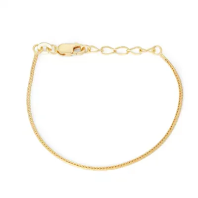 Children's 14K Yellow Gold Over Silver Wheat Chain Bracelet