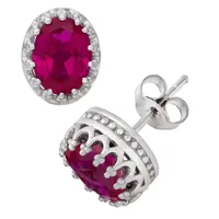 Lab Created Red Ruby Sterling Silver 10mm Stud Earrings