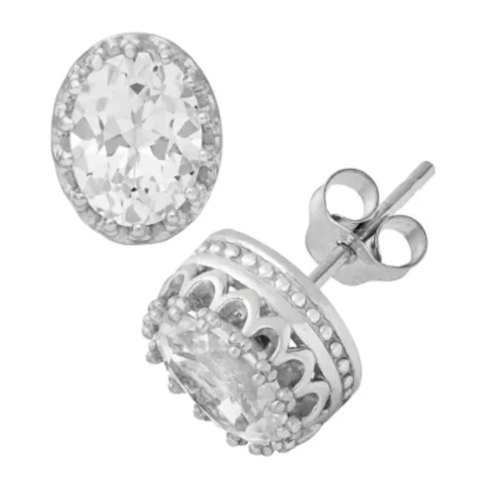 Lab Created White Sapphire Sterling Silver 10mm Stud Earrings