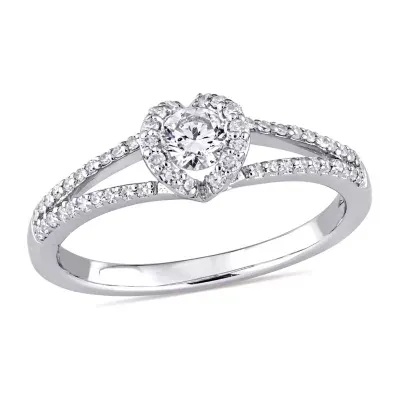 Womens 3/8 CT. T.W. Natural White Diamond 14K Gold Heart Engagement Ring