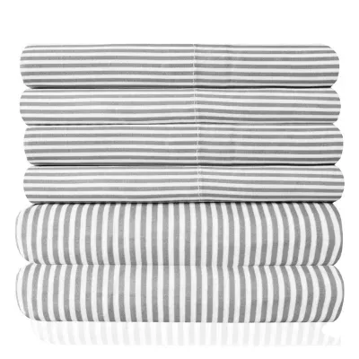Sweet Home Collection 6-Piece 1500 Thread Count Egyptian Quality Deep Pocket Bed Sheet Set Classic Stripe