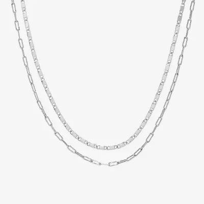 Sparkle Allure 2-pc. Pure Silver Over Brass 18 Inch Link Necklace Set