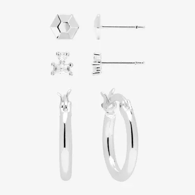 Sparkle Allure 3 Pair Cubic Zirconia Earring Set