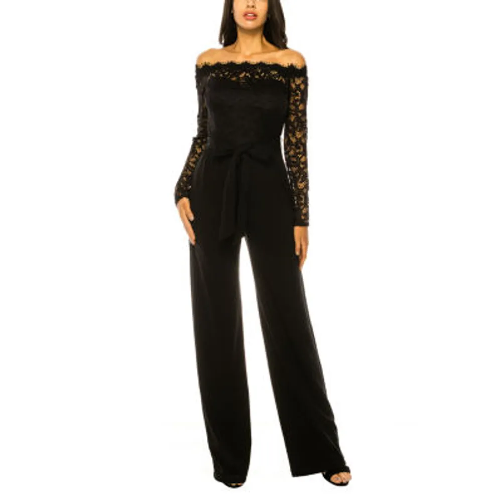 Premier Amour Off the Shoulder Long Sleeve Jumpsuit