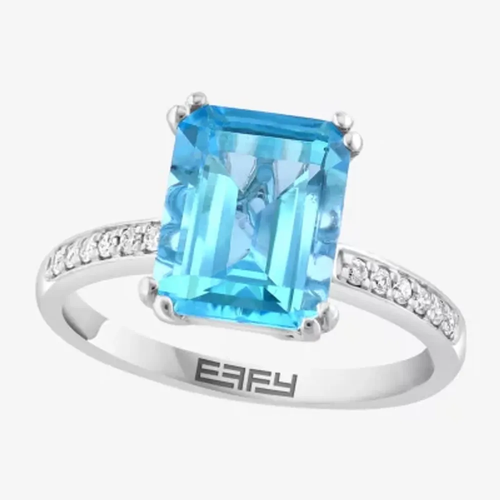 Effy  Womens 1/10 CT. T.W. Genuine Blue Topaz Sterling Silver Cocktail Ring