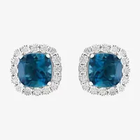 Effy 1/3 CT. T.W. Diamond & Genuine Blue Topaz Sterling Silver 12.7mm Stud Earrings