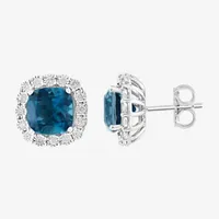 Effy 1/3 CT. T.W. Diamond & Genuine Blue Topaz Sterling Silver 12.7mm Stud Earrings