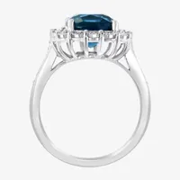 Effy  Womens 1/4 CT. T.W. Diamond & Genuine Blue Topaz Sterling Silver Cocktail Ring