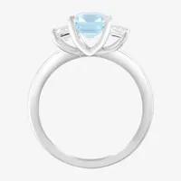 Effy  Womens Genuine Blue Aquamarine Sterling Silver Oval Cocktail Ring