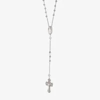 Womens Pink Mother Of Pearl Sterling Silver Rosary Necklaces