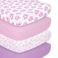 The Peanutshell Purple Floral 4-pc. Crib Sheet