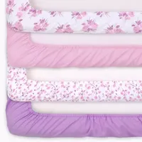 The Peanutshell Purple Floral 4-pc. Crib Sheet