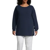 Liz Claiborne Plus Womens Crew Neck Long Sleeve Blouse