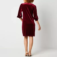 Studio 1 Womens 3/4 Sleeve Shift Dress