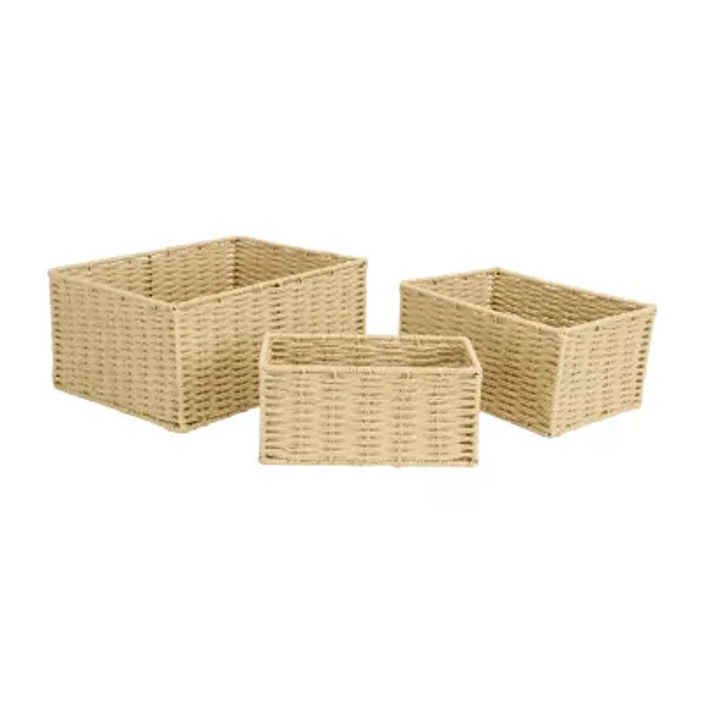 Woven Rope Rectangular Basket 3 PC Set