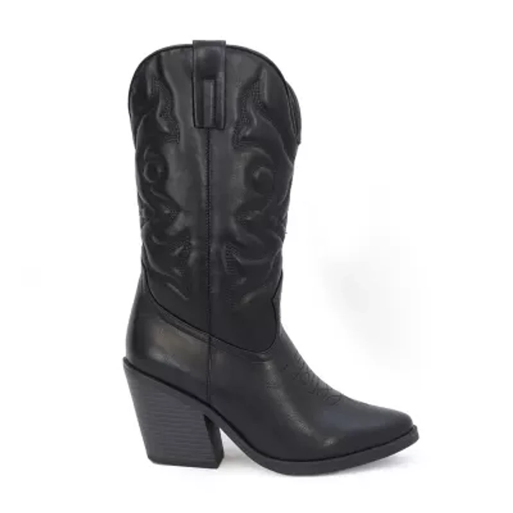 Yoki Womens Gilard Stacked Heel Cowboy Boots