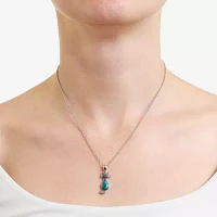 Womens Enhanced Blue Turquoise Sterling Silver 18 Inch Pendant Necklace