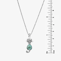 Womens Enhanced Blue Turquoise Sterling Silver 18 Inch Pendant Necklace