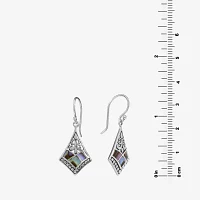 Genuine Multi Color Abalone Sterling Silver Drop Earrings