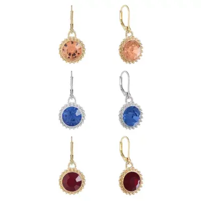 Monet Jewelry Huggie Drop 3 Pair Earring Set