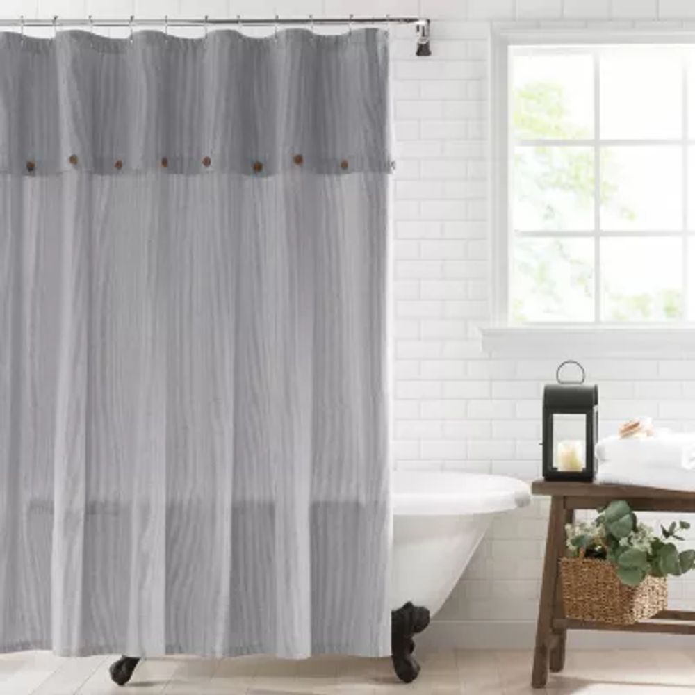 Elrene Home Fashions Tucker Ticking Shower Curtain