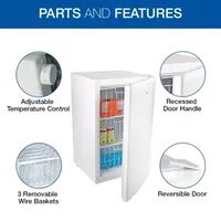 Compact Upright Freezer- 3.1 cu ft (88L)- White- Frost-Free- Flat Back