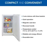 Compact Upright Freezer- 3.1 cu ft (88L)- White- Frost-Free- Flat Back