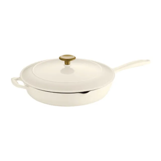 Tramontina 12 Enameled Cast Iron Covered Skillet - Latte