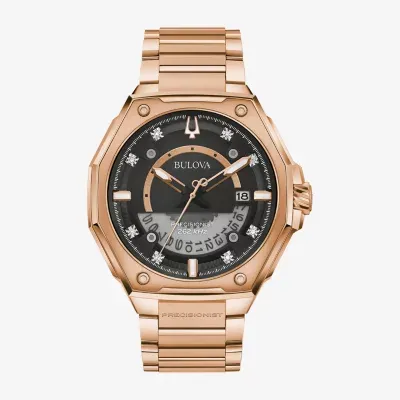 Bulova Precisionist X Mens Diamond Accent Rose Goldtone Stainless Steel Bracelet Watch 97d129