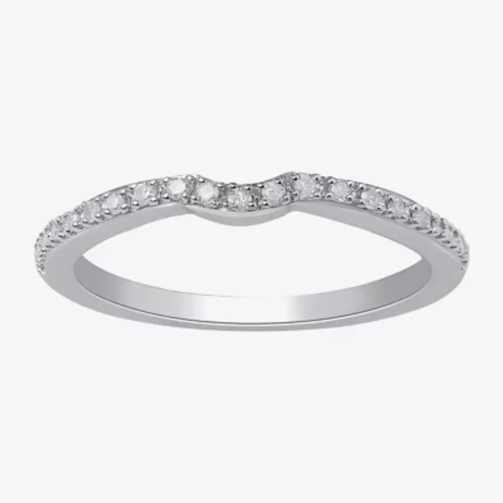 Surrounded by Love 2MM Diamond Accent Natural White Sterling Silver Wedding Band
