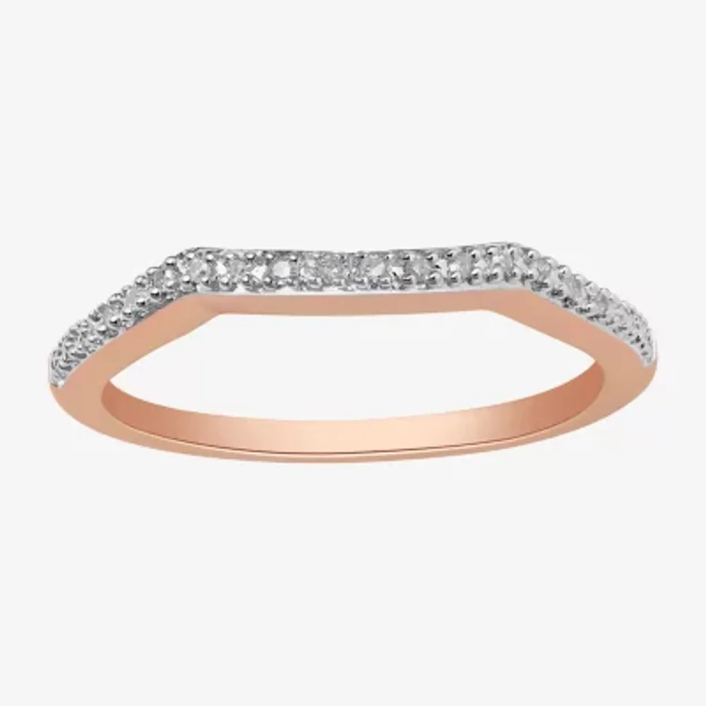 Surrounded by Love 2MM Diamond Accent Natural White 14K Rose Gold Over Silver Sterling Wedding Band