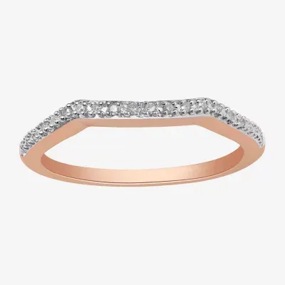 Surrounded by Love 2MM Diamond Accent Natural White 14K Rose Gold Over Silver Sterling Wedding Band