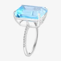 Effy  Womens Genuine Blue Topaz & White Sapphire Sterling Silver Cocktail Ring