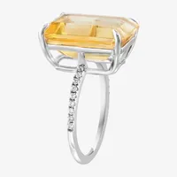 Effy Womens Genuine Orange Citrine & White Sapphire Sterling Silver Cocktail Ring