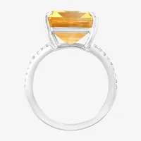 Effy Womens Genuine Orange Citrine & White Sapphire Sterling Silver Cocktail Ring