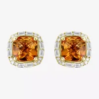 Effy  3/8 CT. T.W. Genuine Orange Citrine 14K Gold 10.4mm Stud Earrings