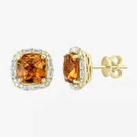 Effy  3/8 CT. T.W. Genuine Orange Citrine 14K Gold 10.4mm Stud Earrings