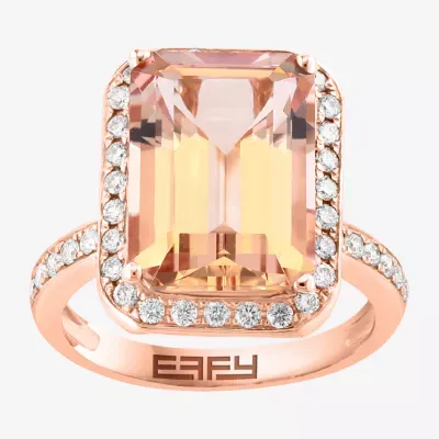 Effy Womens / CT. T.W. Diamond & Genuine Pink Morganite 14K Rose Gold Cocktail Ring