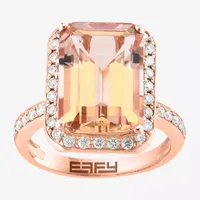 Effy  Womens 5/8 CT. T.W. Diamond & Genuine Pink Morganite 14K Rose Gold Cocktail Ring