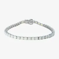 Effy  Genuine White Opal Sterling Silver Oval 7 Inch Tennis Bracelet