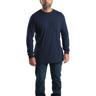 Berne Heavyweight Mens Crew Neck Long Sleeve Moisture Wicking Pocket T-Shirt