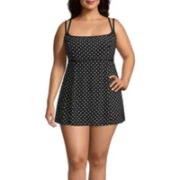 Sonnet Shores Womens Abstract Swim Dress Plus